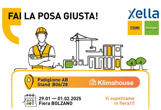 Per Xella la fiera Klimahouse – Bolzano 29 gennaio/1° Febbraio ’25 – rappresenta l’immancabile e prezioso appuntamento per condividere con tutti gli operatori del settore